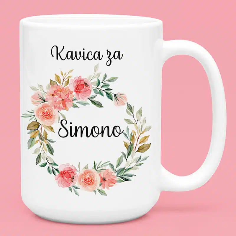 Skodelica - Kavica Za [ime po želji] Rože — tisk na majico