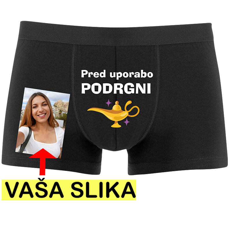Moške boksarice - Pred Uporabo Podrgni — tisk na majico