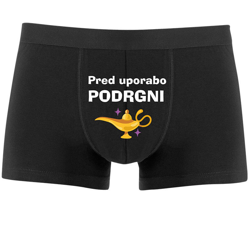 Moške boksarice - Pred Uporabo Podrgni — detajl natisa