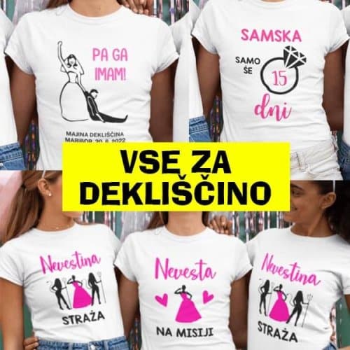 Tisk majic za dekliščino — skupinske majice za nevesto in ekipo