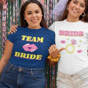 Majice Za Dekliščino - TEAM BRIDE (ustnice) — detajl natisa