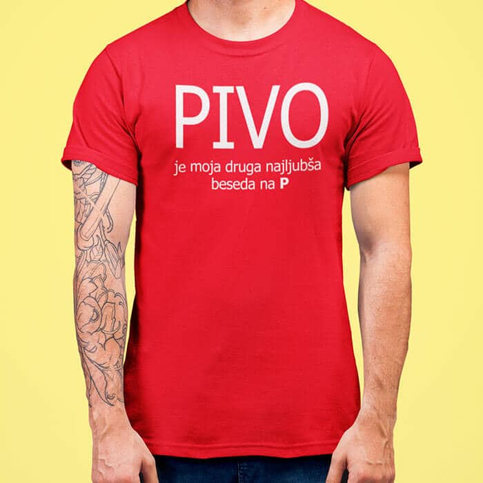 tisk-na-majice-pivo-druga-najljubsa-beseda-rdeca PIVO je moja druga najljubša beseda na P — različica 4