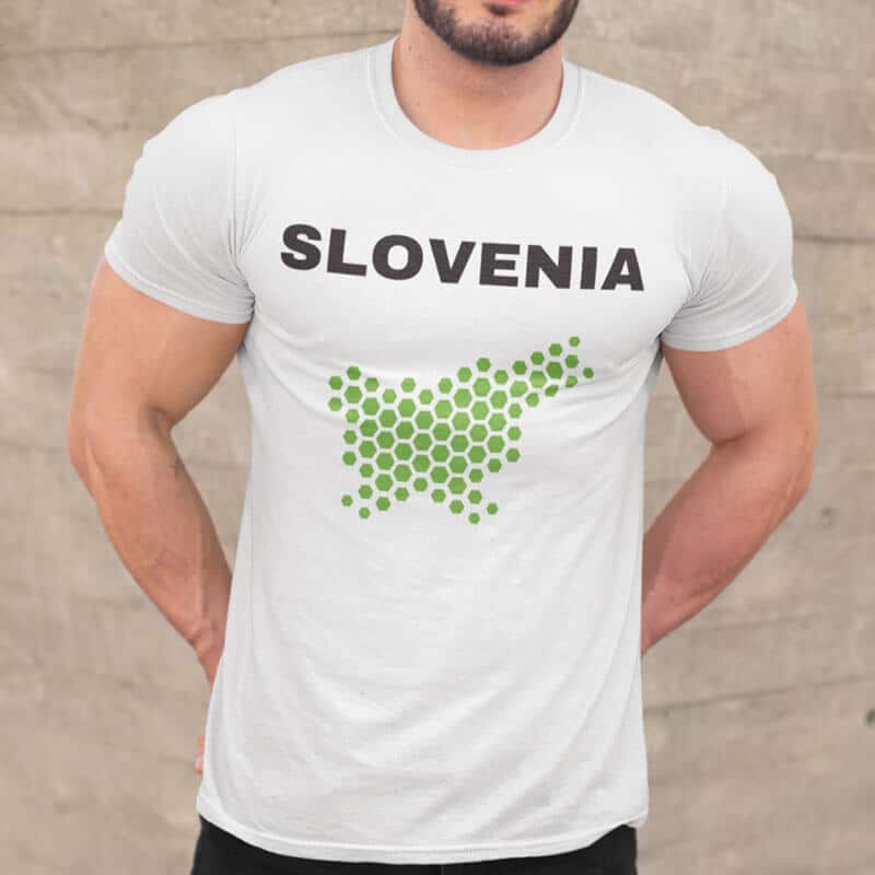 NAVIJASKA-MAJICA-SLOVENIA.BELA Navijaška majica SLOVENIA — detajl natisa