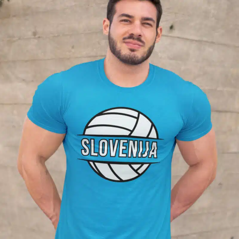 navijaska majica za odbojko slovenija azurno modra