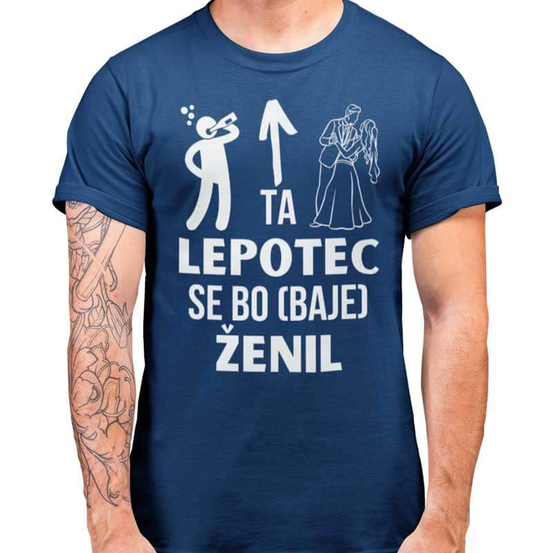 Majica za ŽENINA - Ta Lepotec Se Bo Ženil — detajl natisa