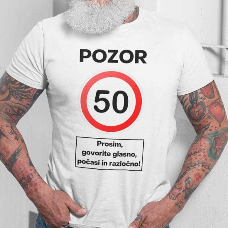 Pozor 50 - govorite glasno — tisk na majico