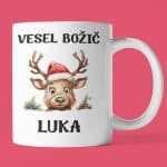 Skodelica Vesel Božič Z Jelenčkom + naziv / ime po želji (Kopija) — tisk na majico