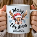 Skodelica Jelenček Merry Christmas + IME — tisk na majico