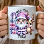 Skodelica Roza Božicek Z Darili + IME — tisk na majico