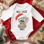 Otroški bodi - Medvedek Moj 1. božič + IME — tisk na majico