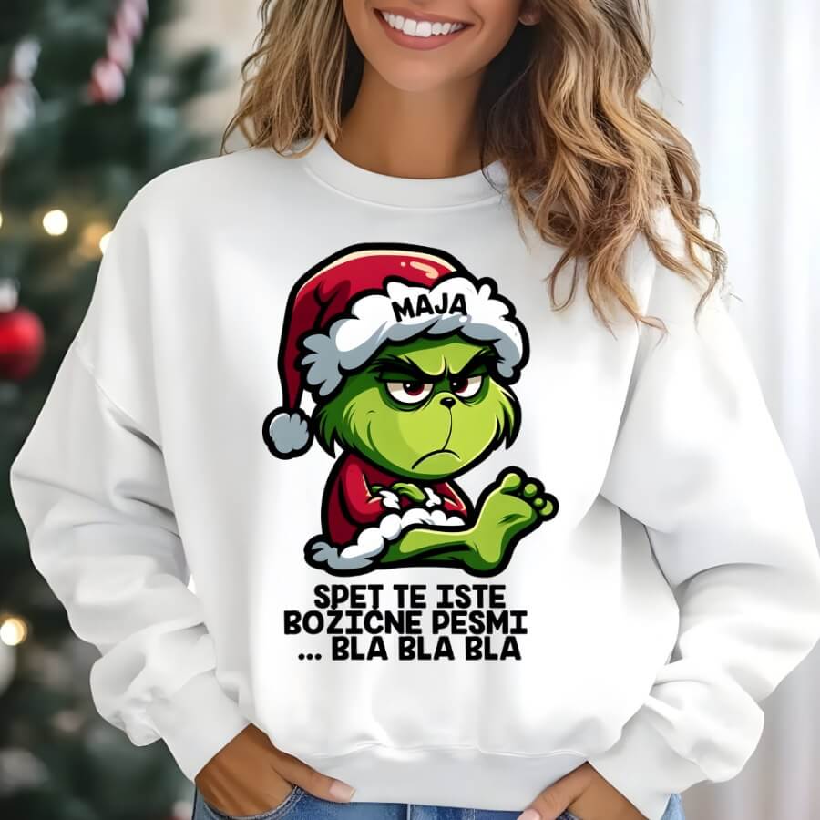 Tečni Grinch, božične pesmi ... + IME po želji — tisk na majico