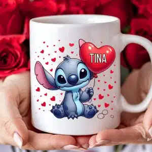 Stitch s srčkom (IME PO ŽELJI) — tisk na majico