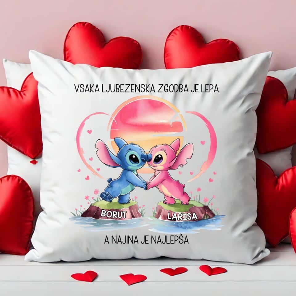 Blazina Stitch Zaljubljen Par — tisk na majico