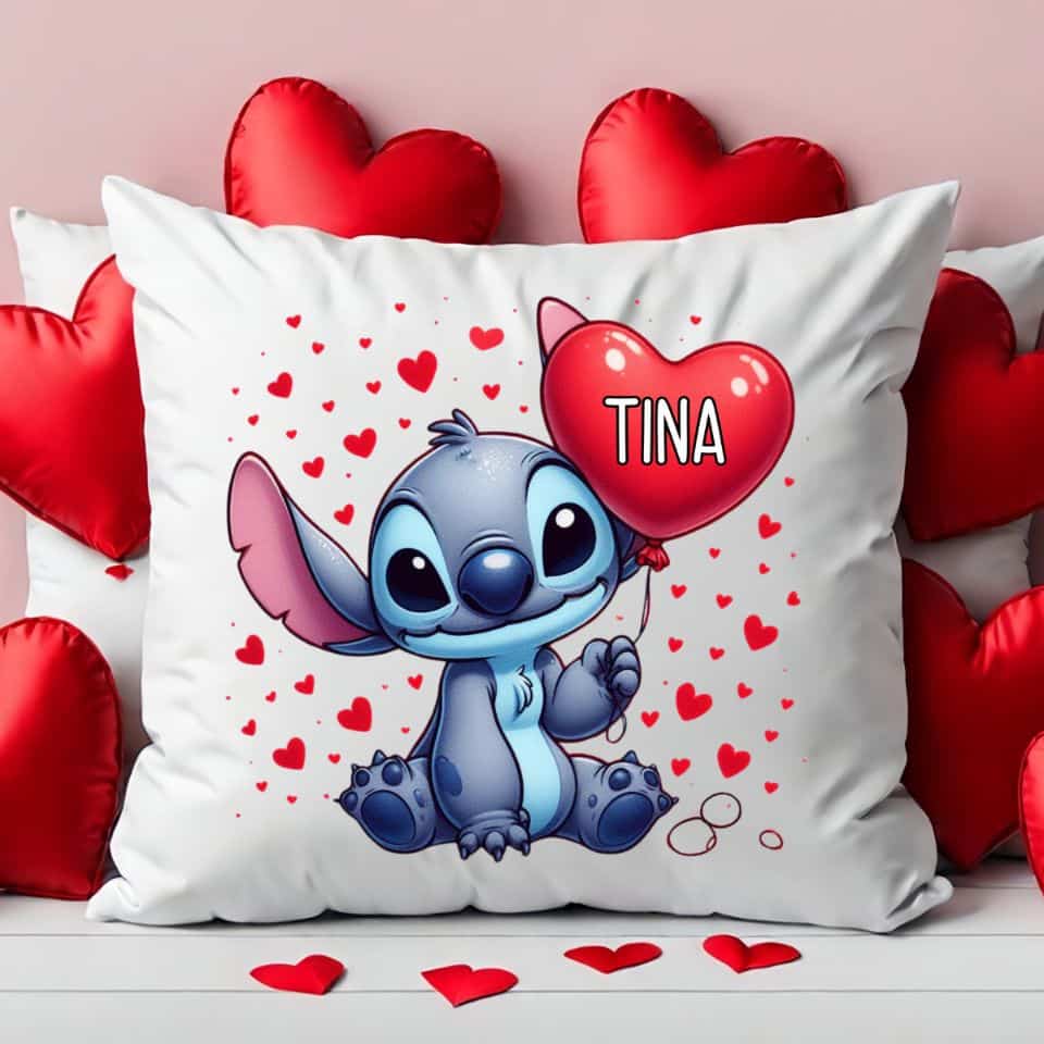 Blazina Stitch s srčkom (IME PO ŽELJI) — tisk na majico