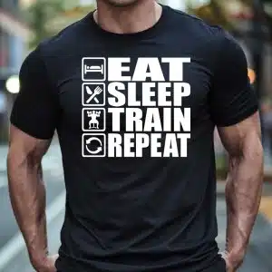 Eat Sleep Train Repeat — tisk na majico