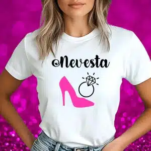 Majica Za Nevesto - Nevesta, čevelj in prstan — tisk na majico