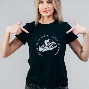 Majica kjer konča se cesta, začne se zabava! — detajl natisa