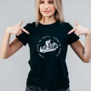 Majica kjer konča se cesta, začne se zabava! — detajl natisa