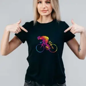 Majica mavrični kolesar — detajl natisa