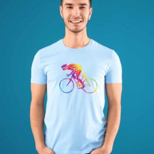 Majica mavrični kolesar — tisk na majico