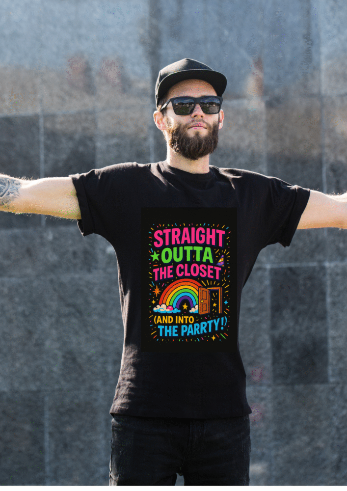 Majica Straight outta the closet - and into the party! — tisk na majico
