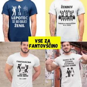 Tisk majic za fantovščino — skupinske majice za ekipo ženina